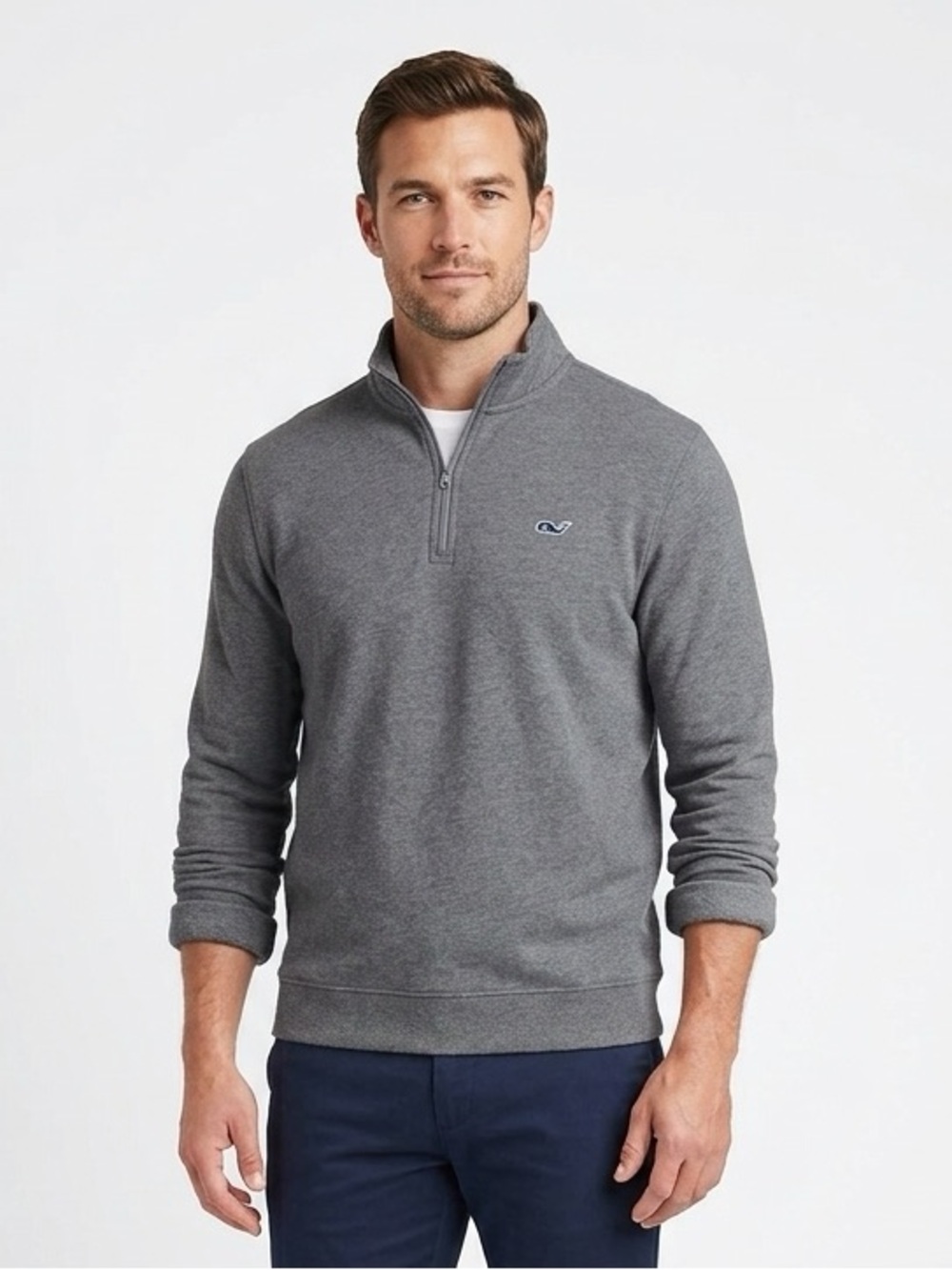 VINEYARD VINES Shep Shirt 1/4 Zip Pullover Heather Gray XS EUC